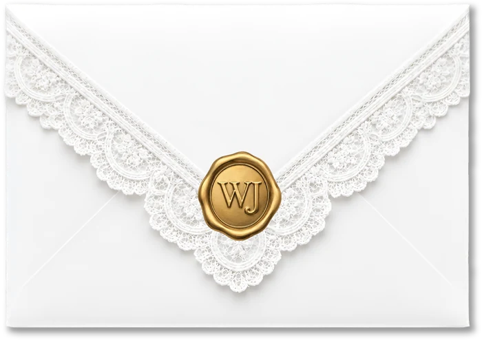 Sealed wedding invitation envelope